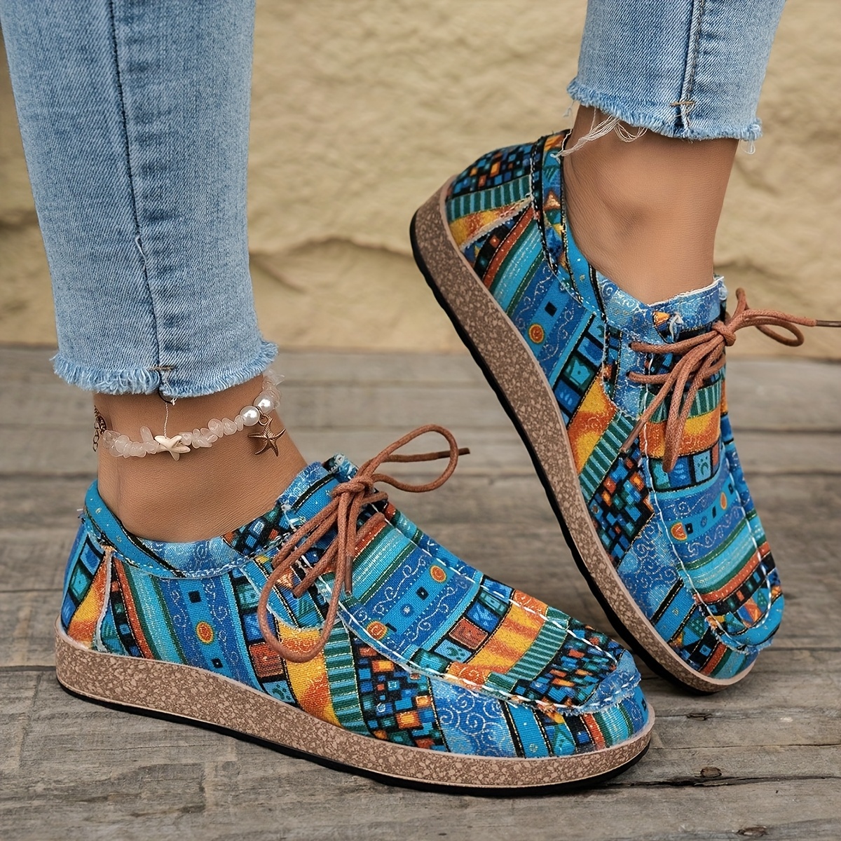Ethnic Style Women's Breathable Flat Casual Sneakers