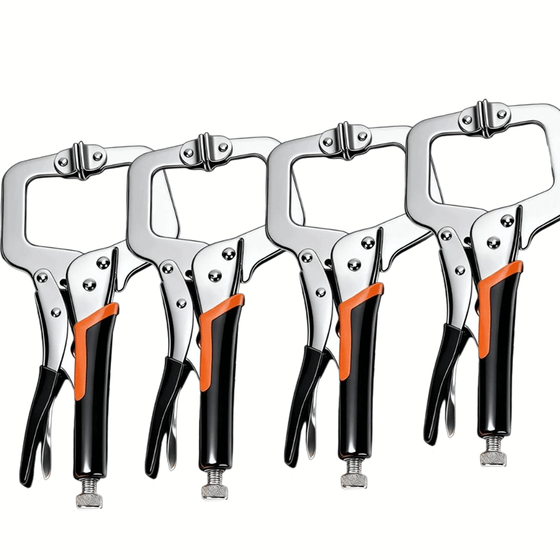 E-shop 4-teiliges 6-Zoll C-Klemmen-Set, verstellbare Hochleistungs-Spannzangen mit Drehspitzen, inklusive Aufbewahrungstasche, ideal für Handwerker,
