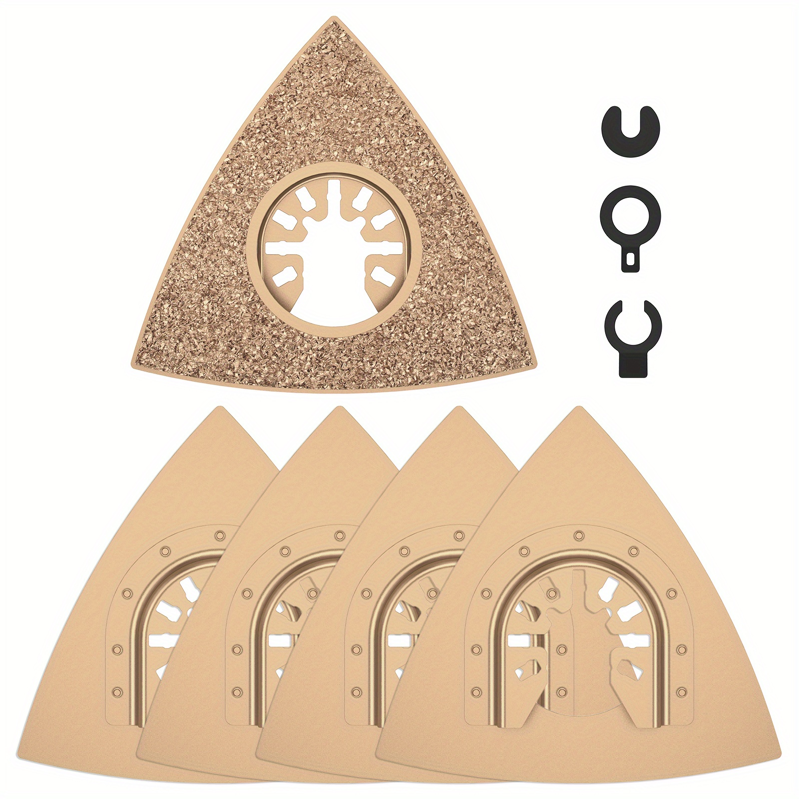Image of 5pcs Carbide Oscillating Tool - Triangular Grit Rasp For Concrete, Masonry, Grout, Mortar Removal - Fits For , For Ryobi, Fein, Multitools