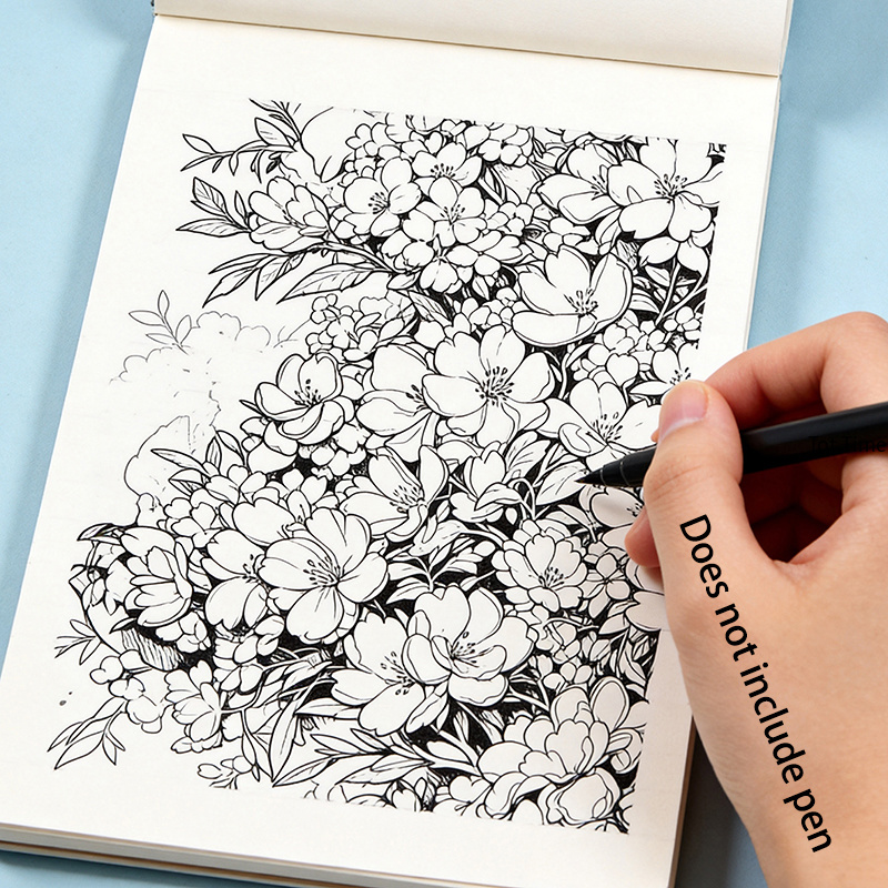 TEMU 1 Livre Mandala/Pain de à Colorier, Livre de Doodle à Copier, Format A5, 8.27X5.51 pouces, Cahier d'Exercices de Dessin à Ligne Fine, Album de