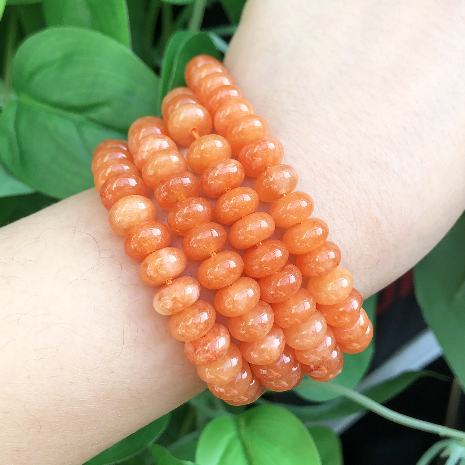 TEMU 5x8mm Aa Natural Stone Orange Chalcedony Flat Abacus Beads - Suitable For Making, Loose Round Beads With Curved Base & Multiple Cut Shapes For