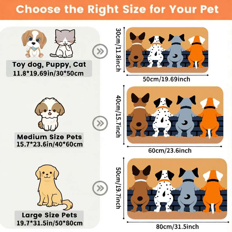 TEMU 1 Tappetino per Alimentazione Animali Domestici con Silhouette Cani e Base Antiscivolo, Design , Superficie Antischizzo Facile da Pulire,