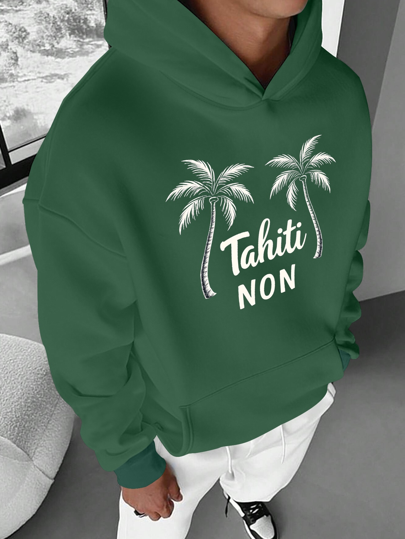 mens   non palm trees hoodie red casual long sleeve sweatshirt with pocket loose fit for fall winter outdoor activities casual wear hoodie relaxed fit hoodie pocketed hoodie hoodies for fall
