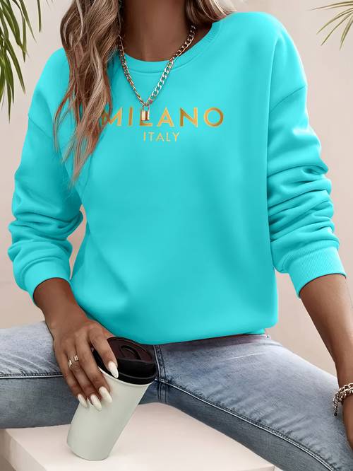 all all elegant round neck polyester letter womens fashion sweatshirt