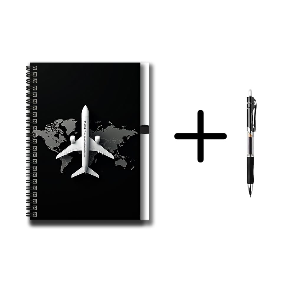 TEMU A Set Of World Airplane Pattern Spiral Notebooks With Pens, 100 Pages 50 Sheets Of Paper, A For Work And Study, Suitable For Recording Daily