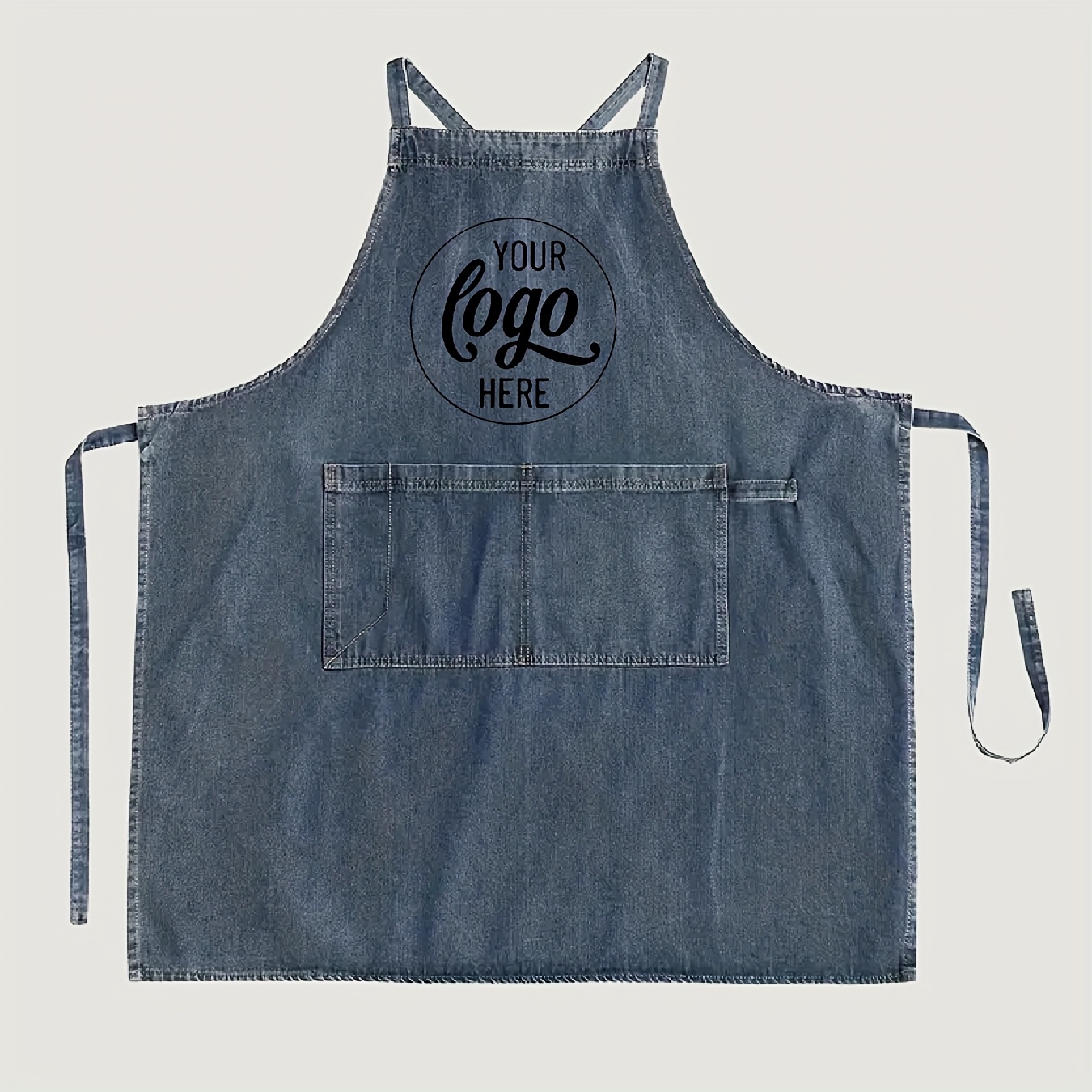 TEMU Customizable Canvas Apron With Adjustable Straps And Front Pockets - Durable Polyester Denim Waist Skirt, Personalized Photo/logo | Ideal For
