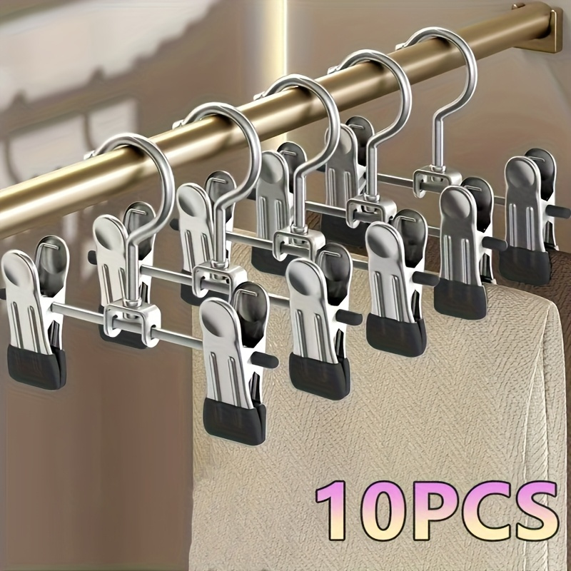 TEMU Gancio per Pantaloni in Metallo Rivestito a - Clip Multiuso per Abbigliamento Bambini, Calzini, Gonne e - Organizzatore per Armadio Risparmio e