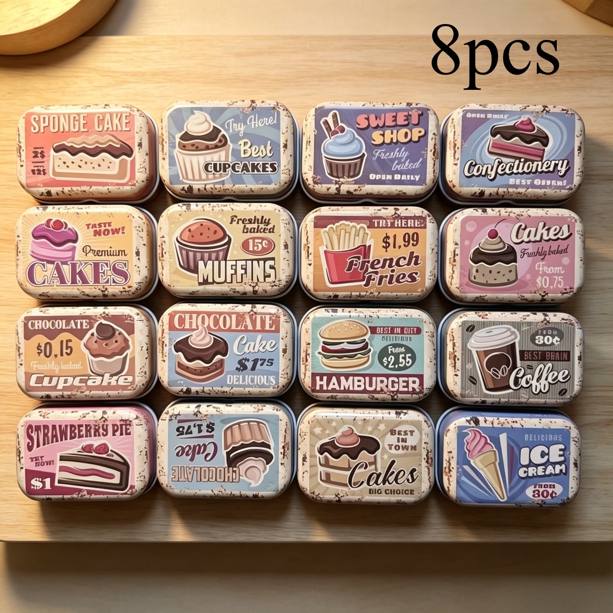 TEMU Mini boîtes en fer à souder aléatoires de 8 couleurs, style vintage, boîtes de rangement compartimentées portables, pour les pièces de monnaie,