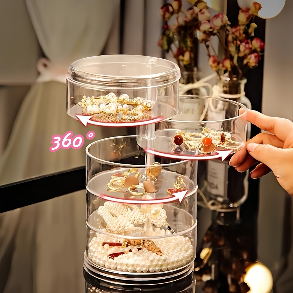 1/3pcs Caja de Almacenamiento, Organizador Giratorio para Joyería y Maquillaje con Soporte Redondo para Pulseras y Pendientes en Plástico, Estantería Decorativa, Accesorios para Cocina, Baño y Dormitorio