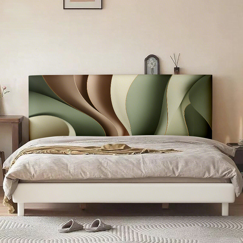 TEMU 1pc Curved Layered Morandi- Pattern Headboard Cover, 2d Flat, , Suitable For Stylish Bedroom Decor, Fits Bed Sizes, Bedroom Headboard Backrest