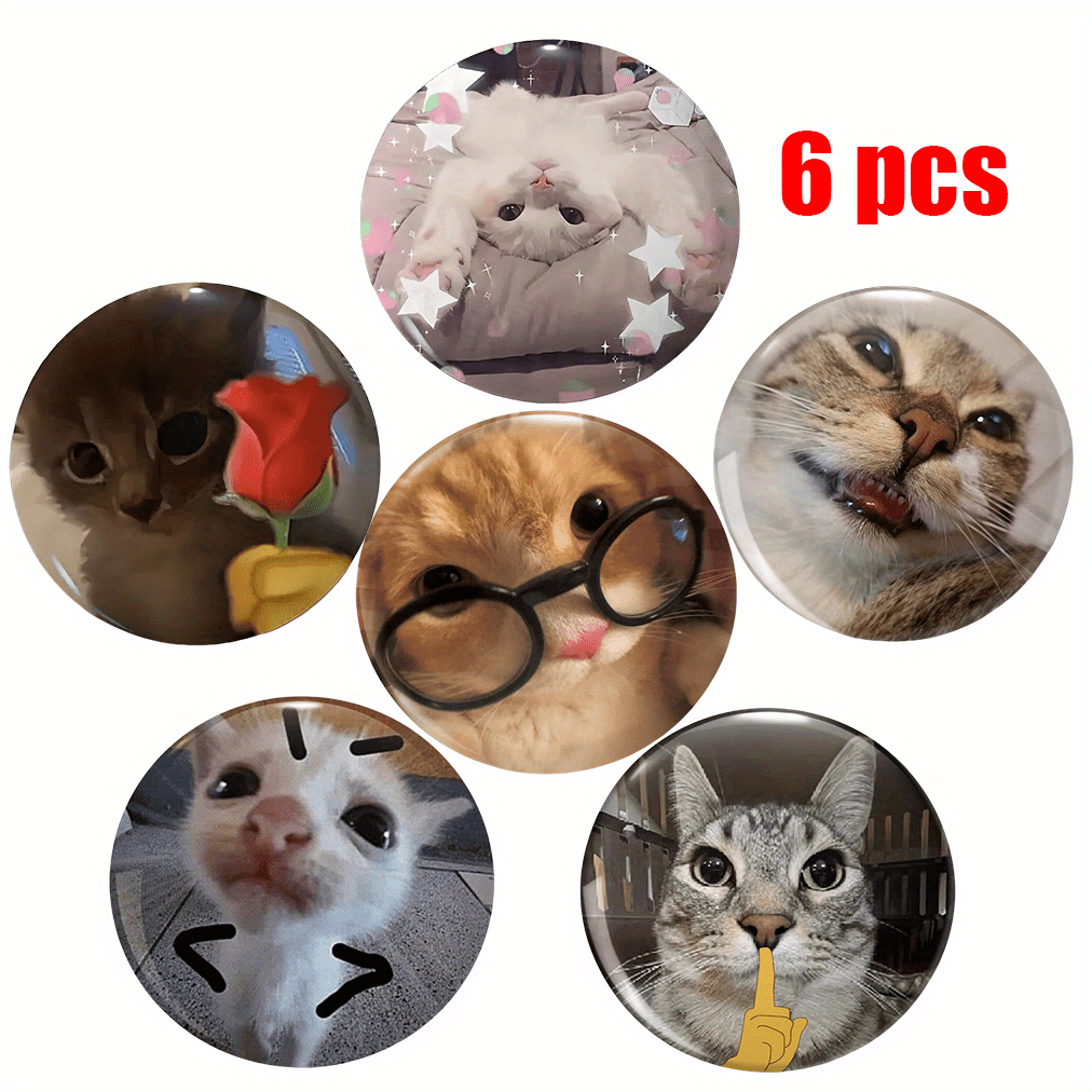 E-shop Sechs bezaubernde und lustige Katzen-Anstecker (2D FLAT), zum Sammeln, geeignet für Kleidung, Hüte und Rucksäcke - ein stilvolles kleines