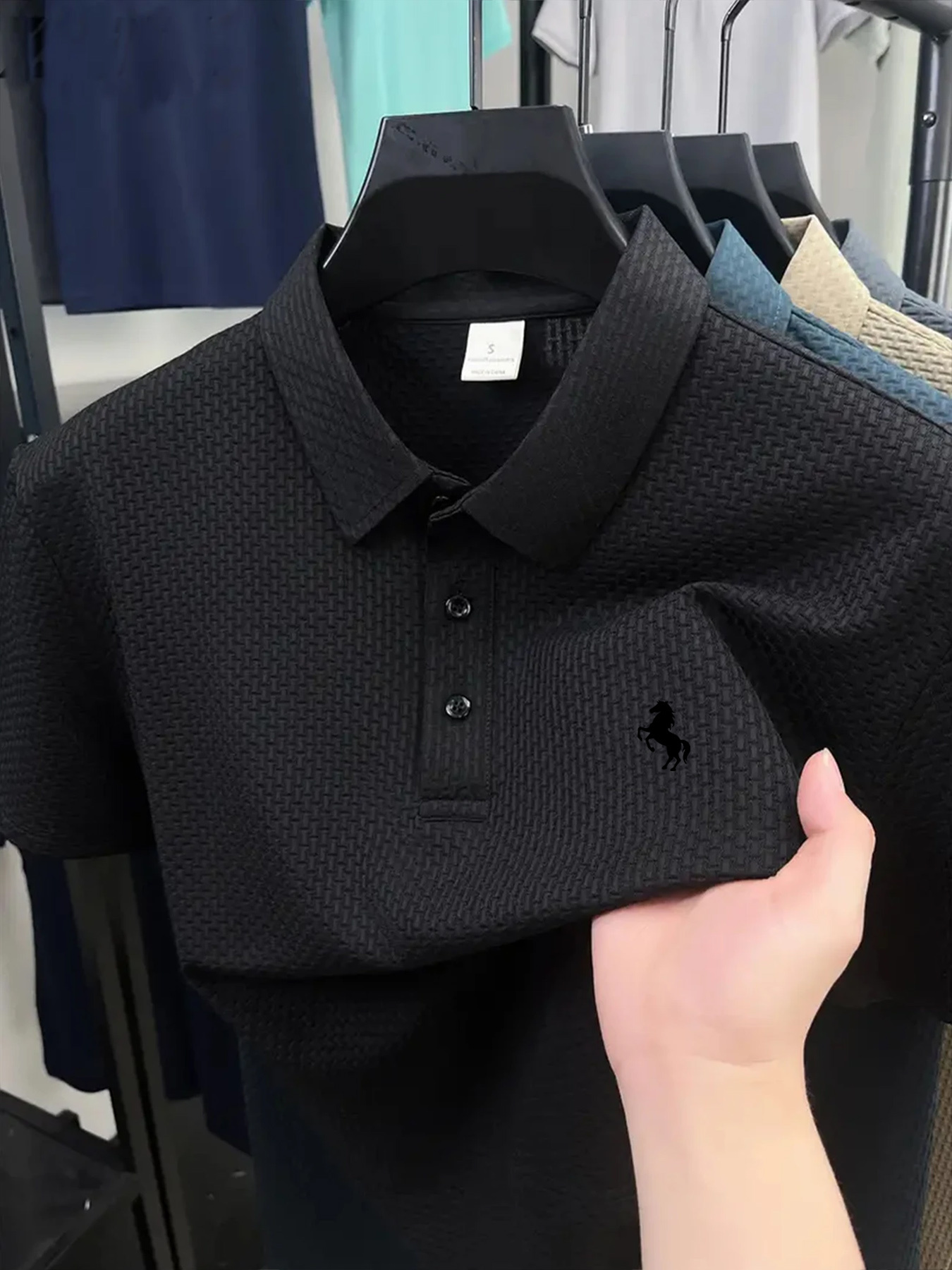 Camiseta para hombre G82 transpirable y de secado rápido, manga corta con estampado geométrico de caballo, ajuste regular que absorbe la humedad, ideal para golf, pesca, basquetbol, camping y playa, ropa para un estilo de vida activo, diseño clásico