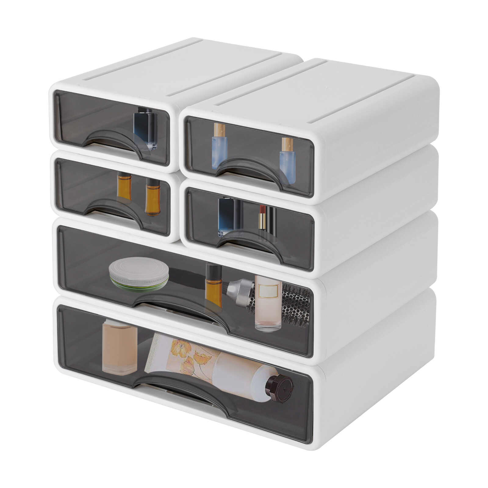 E-shop 6-Schubladen Kunststoff-Schreibtisch mit Tischablage – Hochwertige PP-Spritzguss-Schubladen für Büro & Zuhause, Montagefrei, Moderner