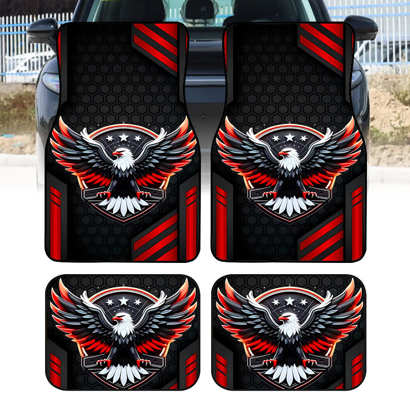 TEMU Lot de 2/4 Tapis de sol de voiture à motif imprimé de style robuste et dynamique, durables, adaptés à tous les types de camionnettes et de