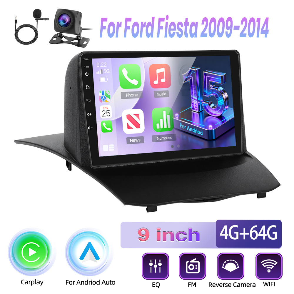 Image of For Ford 2009-2014 15 4g+64g Car Radio, Featuring Integrated Canbus And , 9-inch Touch Display, And Built-in Fm/rds, Bluetooth 5.0 + Reversing