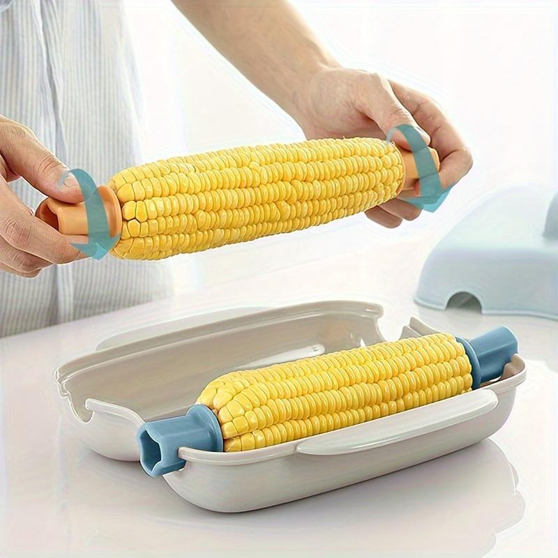 

1pc Bpa-free Microwave Corn Steamer - , Kitchen Tool For Corn, Vegetables & Seafood, Plastic With Blue Handle