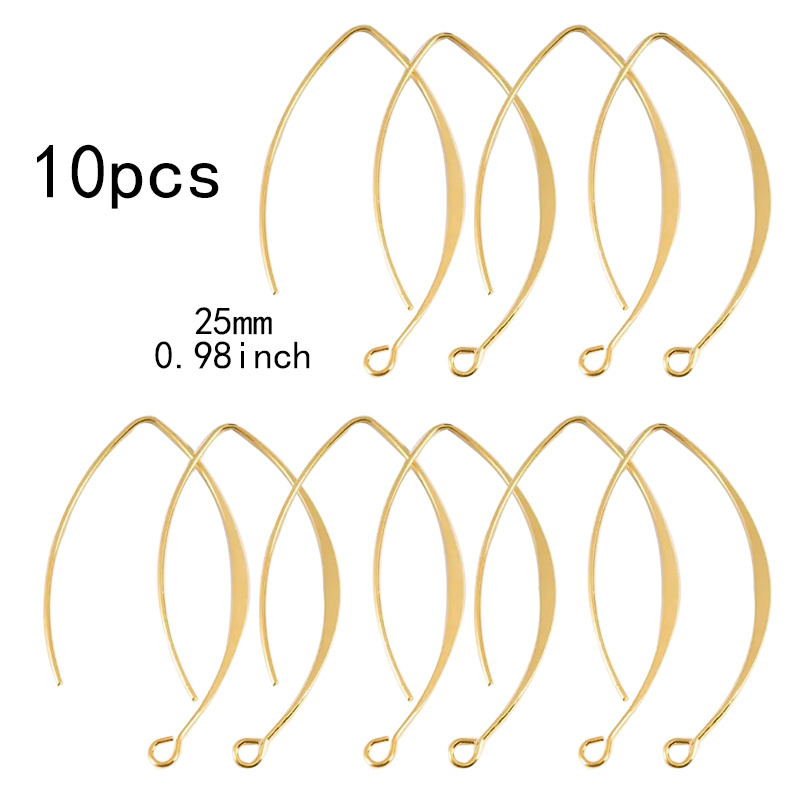 TEMU 10 piezas, Base de alambre para pendientes de V de acero inoxidable con baño de oro de 18k que retiene el color, con ganchos para pendientes,