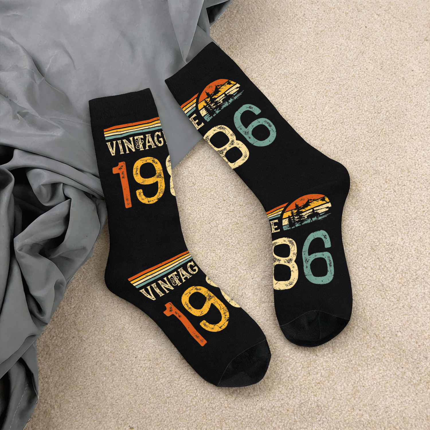 Image of 40th Birthday Men Women Vintage 1986 Old Bday Unisex Funny Pattern Socks
