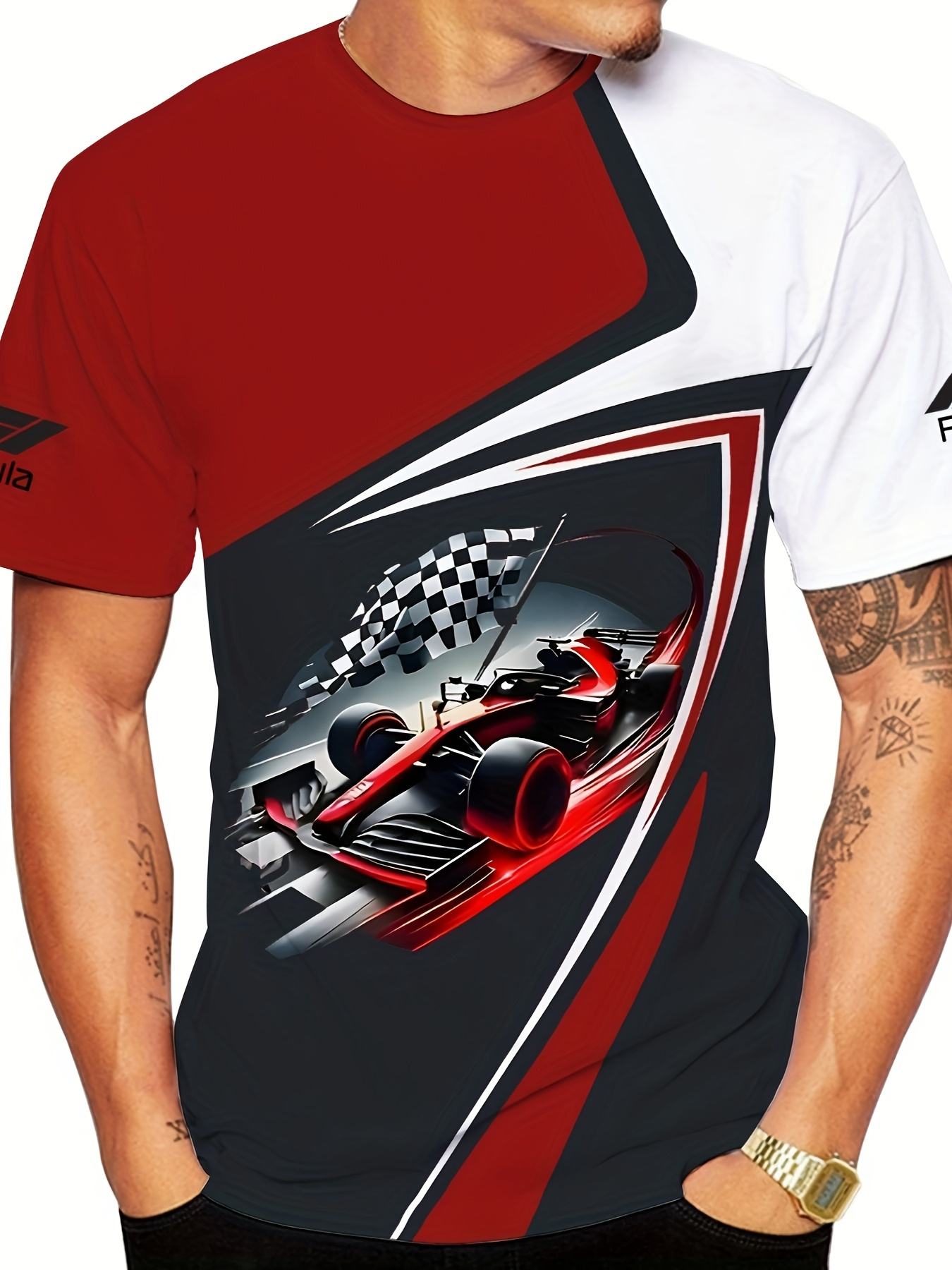 Heren T-shirt met raceprint