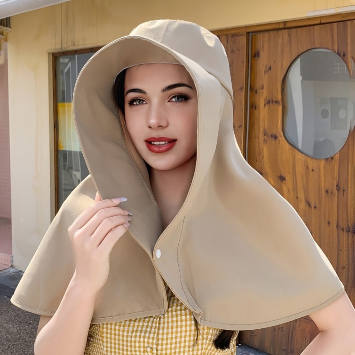 TEMU 1 Wide-brimmed Shawl Hat, Sun Hat—an Elegant Summer Travel Beach Hat, A Summer Essential