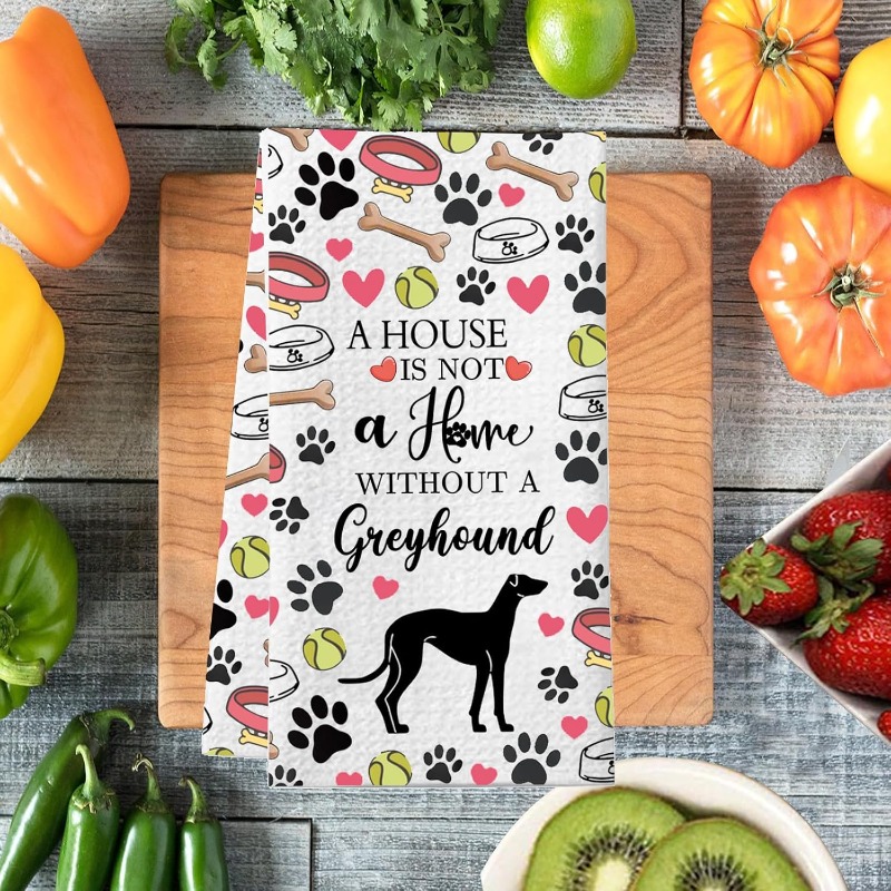 TEMU 1pc 18x26 Inch Greyhound Dog Theme Kitchen Towel Animal Lover Gifts Towel Greyhound Mom Gifts Tea Towel Dog Owner Gifts Washable Kitchen Dish