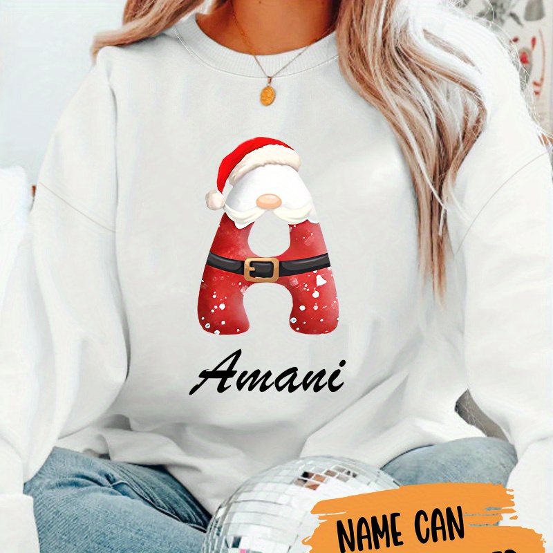 

1pc Customizable Christmas Sweatshirt, Long , Letter Top