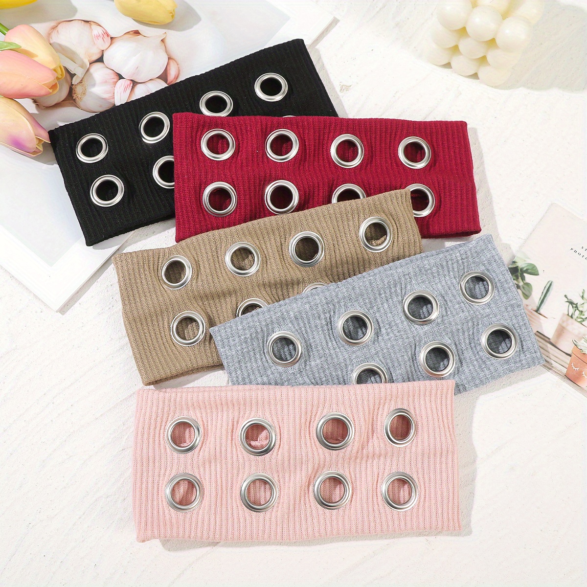 women's y2k punk grunge elastic headband hollow - Temu