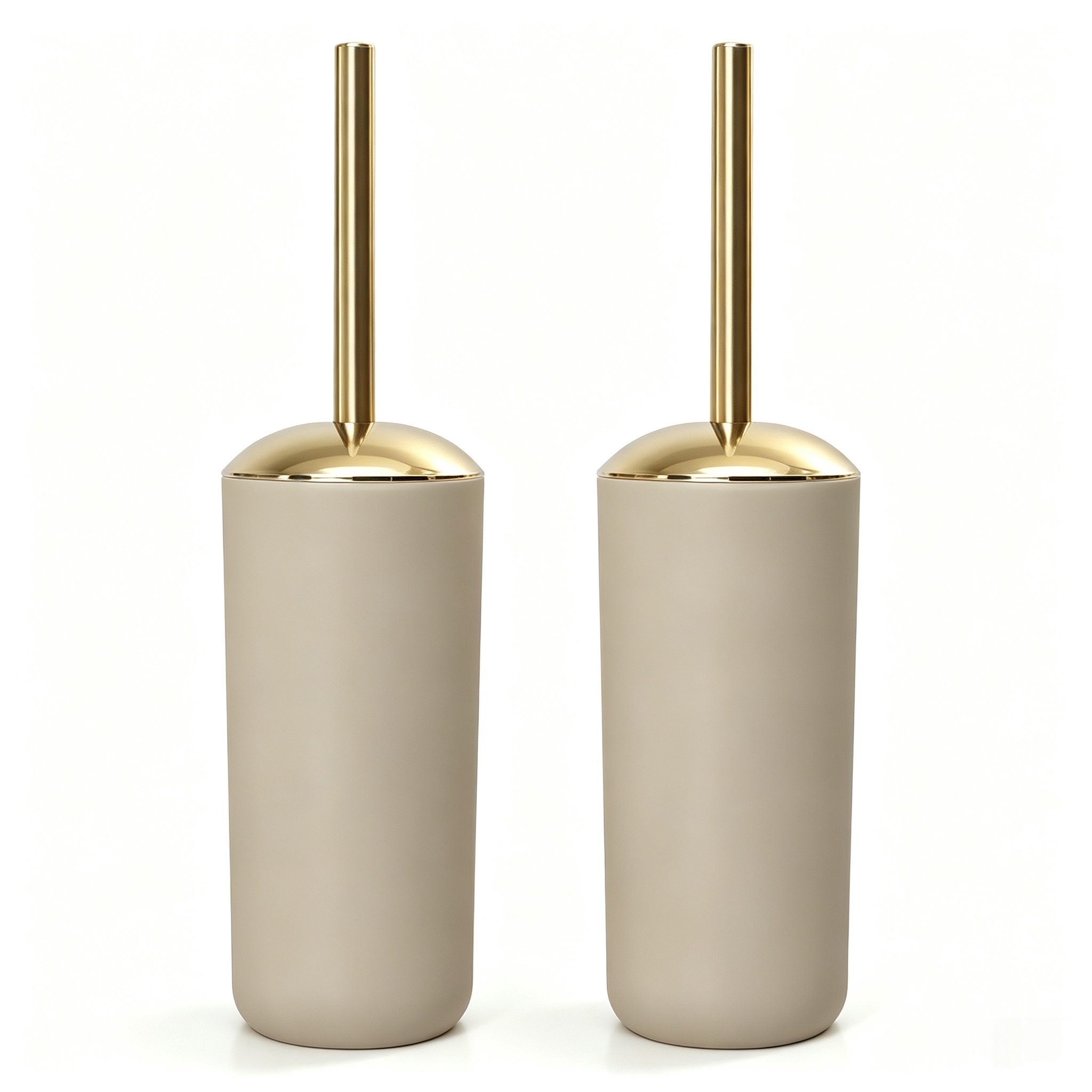 TEMU Ensemble de 2 pièces de brosse de toilette de luxe, support uni mat avec tête de brosse blanche et manche doré, brosse de salle de bain pour