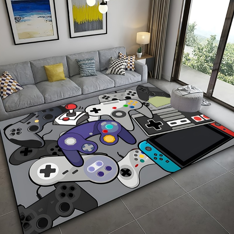 

Gaming Controller Pattern Area Rug, Non-slip, Machine Washable Polyester Fiber Carpet, For Bedroom, Living Room, Office, Game Room, Dorms, And Teen