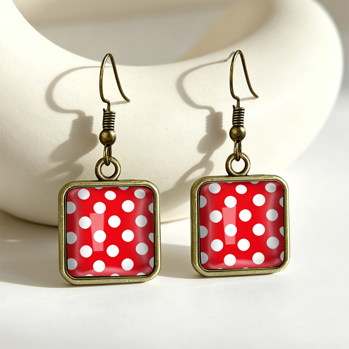 TEMU 1 Paire de Boucles d'Oreilles Carrées Time à Fausses , à Imprimé , Accessoire Polyvalent et Féminin de Style Français Vintage