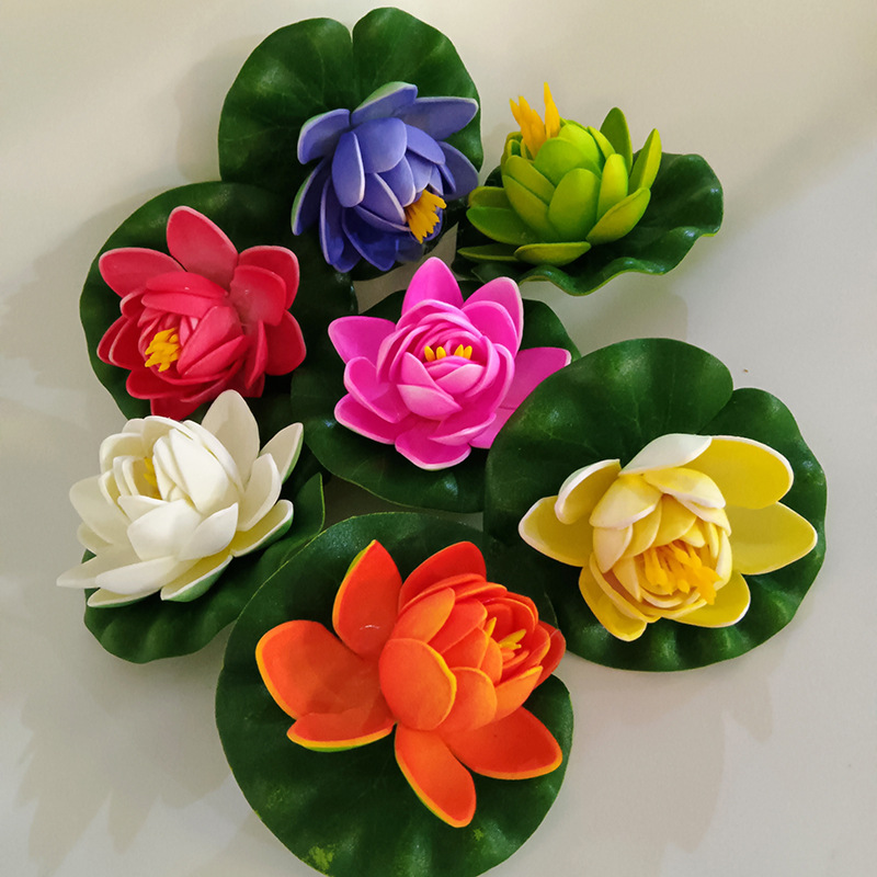 Image of 7pcs Set Of Artificial For Lotus Flowers And Leaves, Floating Water Lilies, Artificial For Lotus For Aquarium And Pond Landscaping Props