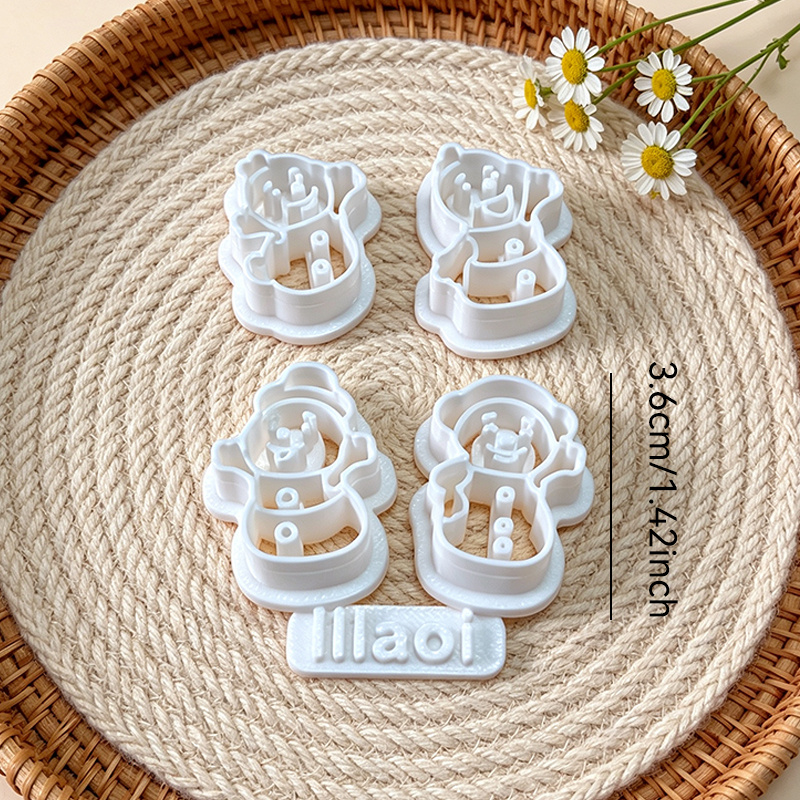 TEMU 5pcs Snowman With Different And Additions Shapes Plastic Clay Cutters, Reusable Embossing Molds For Handmade Ornament And Accessory Making,