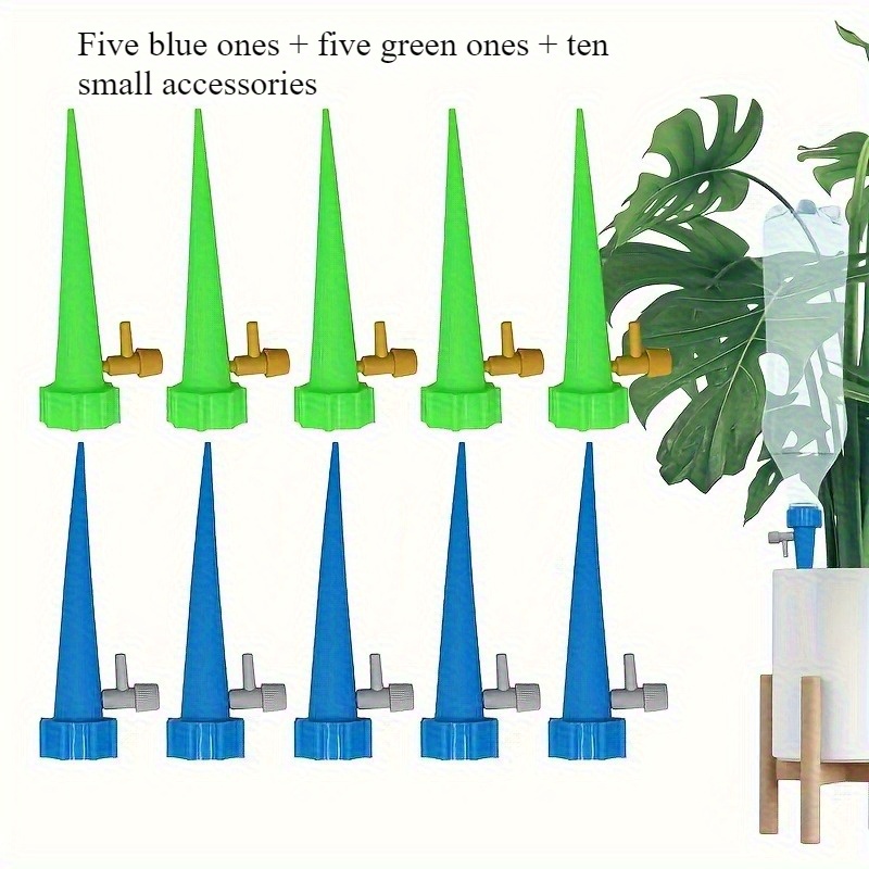 20pcs Automatic Watering Device Self-watering Kit Garden Dripper Drip Irrigation Control System Adjustable Plant Flower Self-watering Device (5 Blue + 5 Green + 10 Small Accessories)