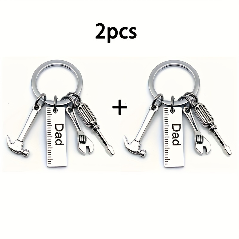 TEMU 2pcs Alphabet Men's Mini Multifunctional Keychain Tool Set, A Stylish Must-have, Hammer, Screwdriver, Wrench Are All , A Gift For Dad, Keychain