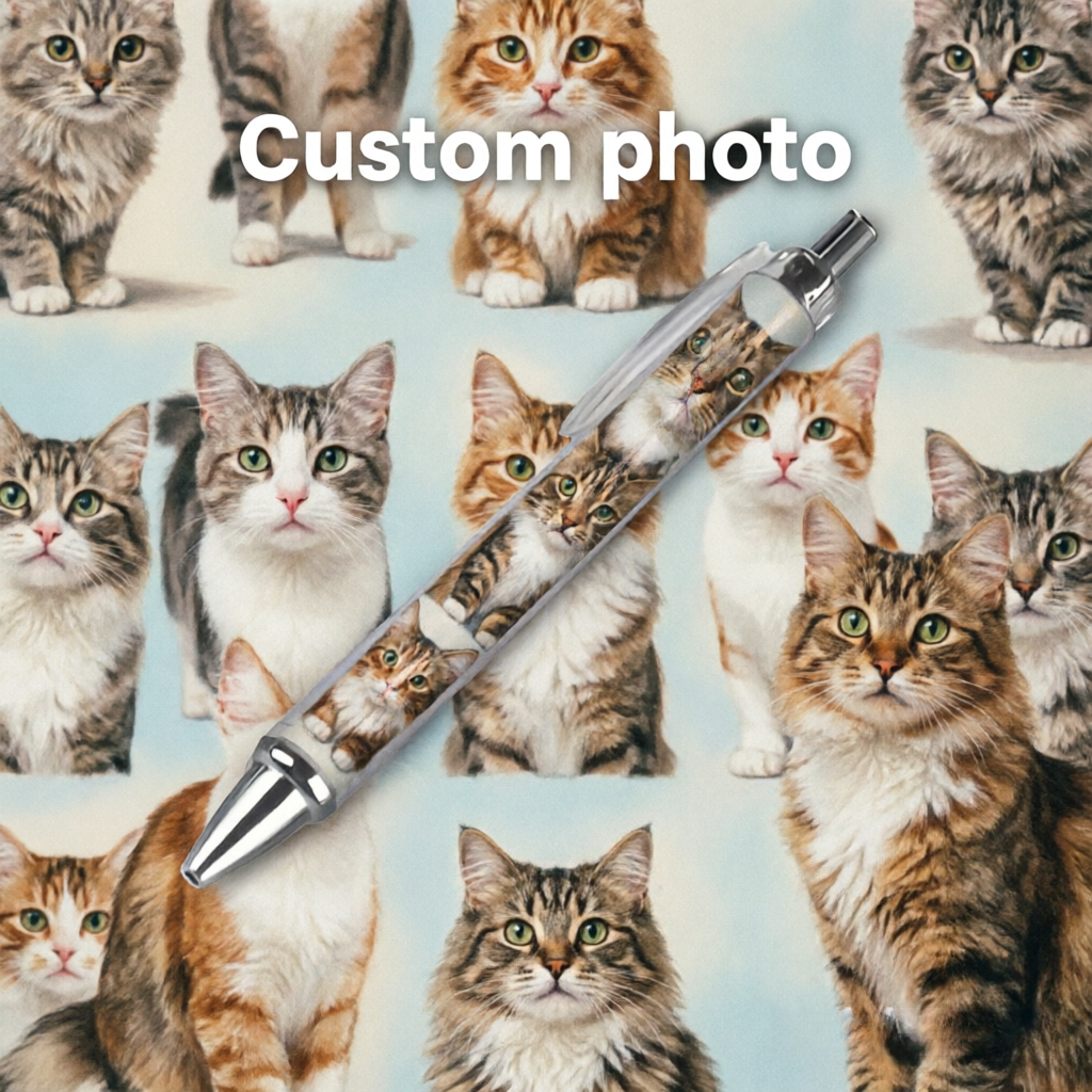 TEMU Back-to- Custom Photo Retractable Black Gel Pen, Personalized Cute Cat Head Print Pen, Custom Pet Cat Image Ink Pen, Customizable