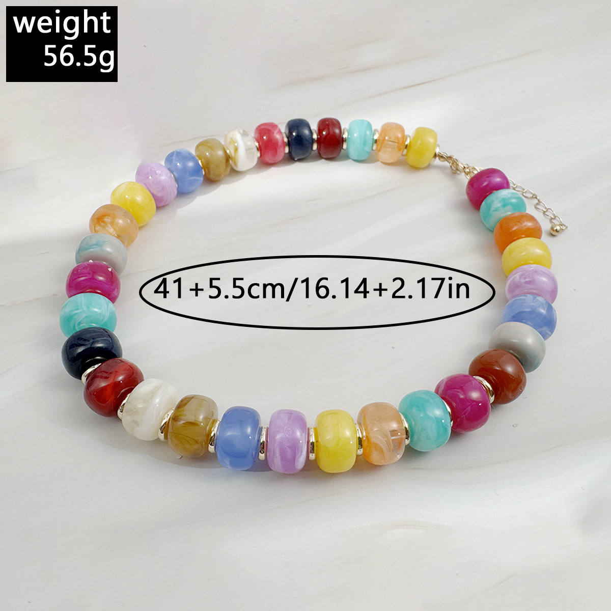 Retro Vacation Style Summer Colored Bead Necklace