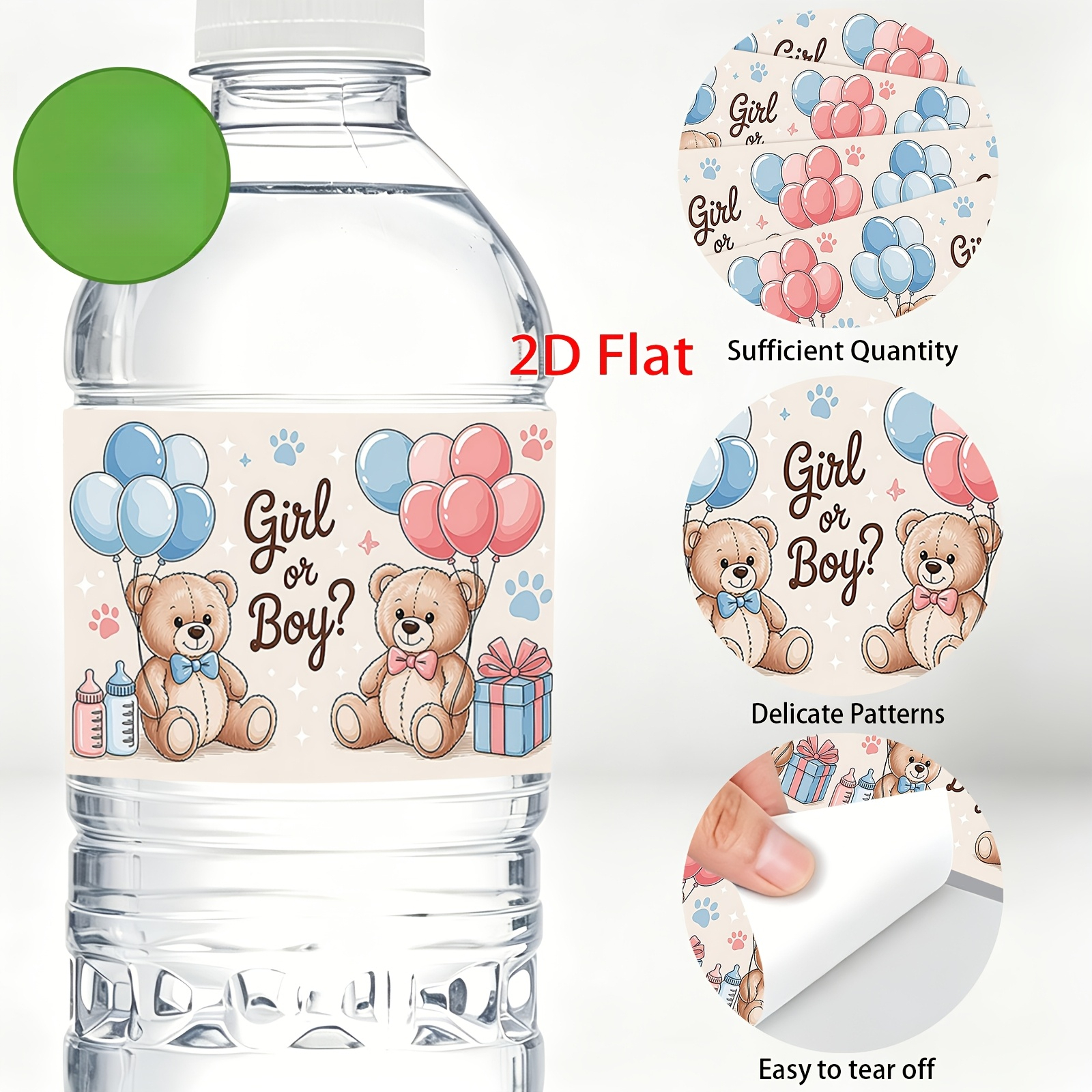 TEMU 10/20pcs Stickers 2D Plats pour Bouteille d'Eau, Autocollants Colorés "Fille/Garçon" pour un Bébé, Parfaits pour Décoration de Fête, Emballage