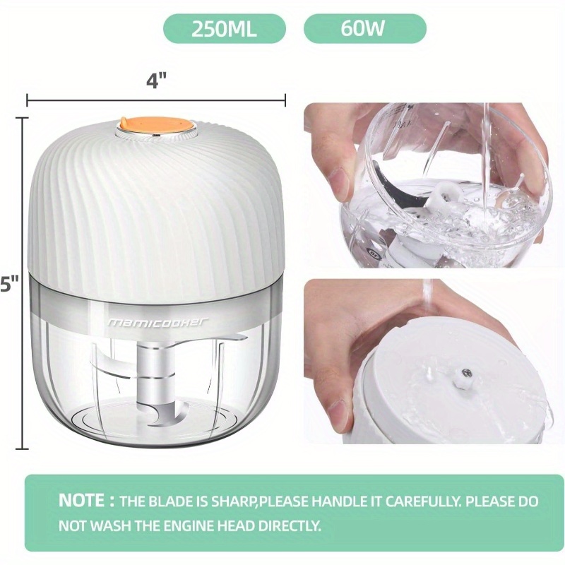 portable garlic and vegetable chopper, 8.45oz capacity for mashing garlic and chopping onions, a blender for   vegetables, and a wireless food processor suitable for ginger, chili, fruits, and meat., multi household mill for onion, steak, vegetable chopper, food chopper & onion Product details 4