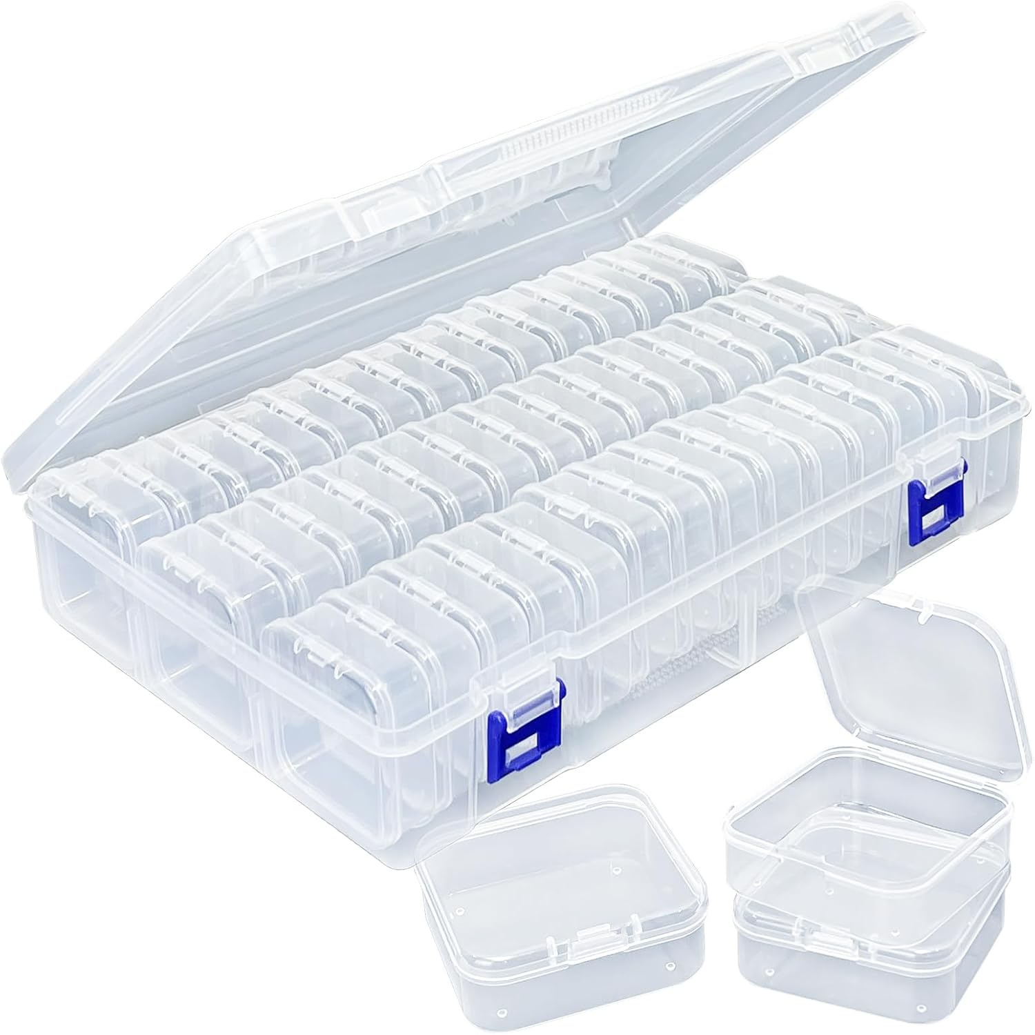 Image of Transparent Bead Storage Box - 15, 20, Or 45 Compartments (flexible ) - Hinged, Dustproof Lid - Mini Organizer For Jewelry Making Supplies And Small Craft Parts