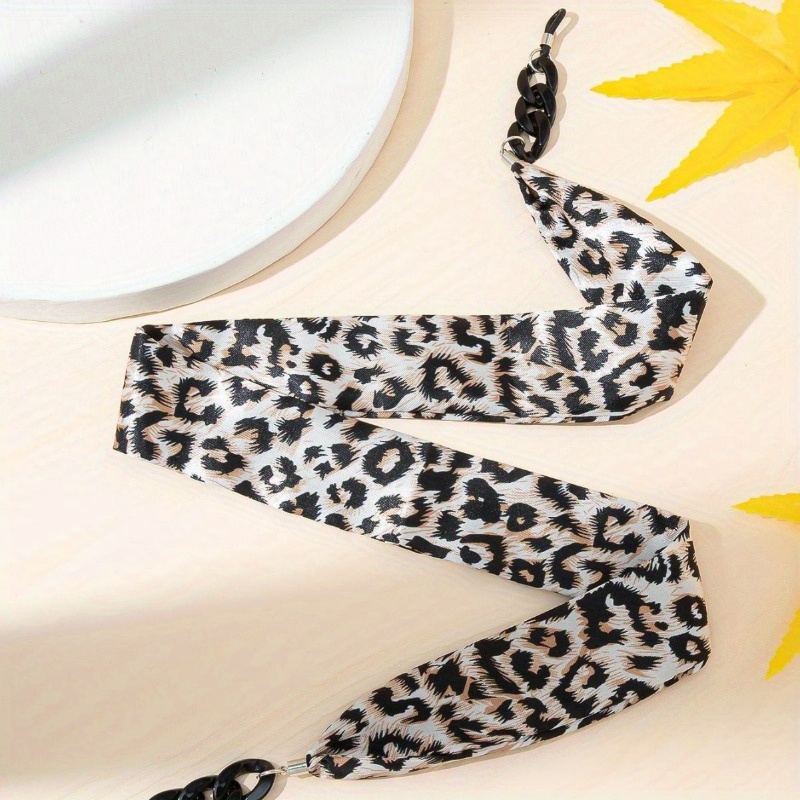 Classic Leopard Print Satin Ribbon Buckle Eyeglass Chain