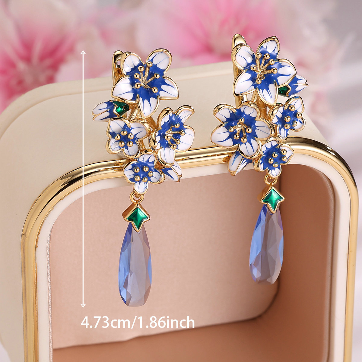 Vintage Drip-Enamel Floral Drop Earrings