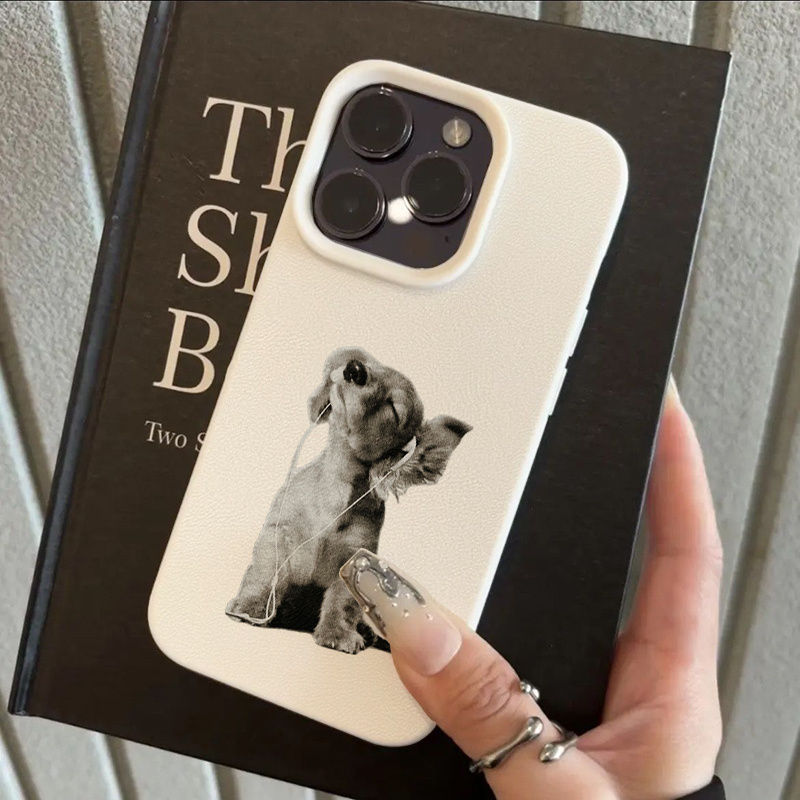 TEMU Phone Case - Black And Puppy Pattern Suitable For Tpu Pattern Suitable For Iphone17promax Phone Case Iphone16/15/14/13p/12/11/x/xr/xsmax White