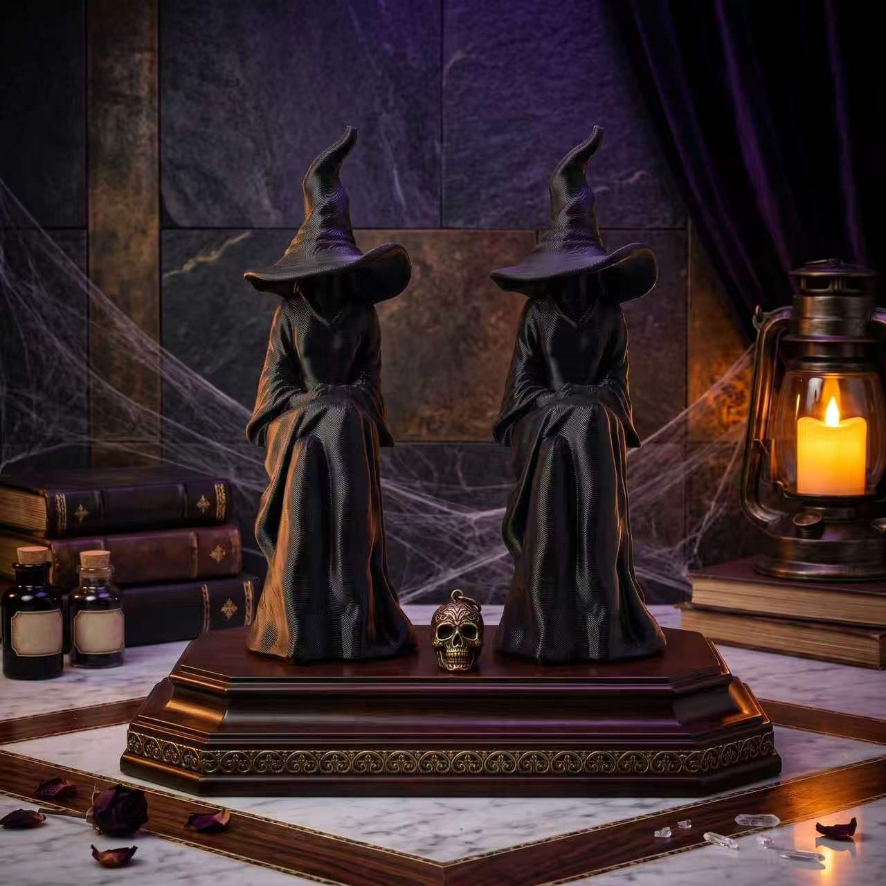 TEMU 2pcs Faceless Figurine Set, Black Seated Wall Hanging Decoration, Gothic Style Halloween Decor For Living Room, Bookshelf, Entryway, And Porch