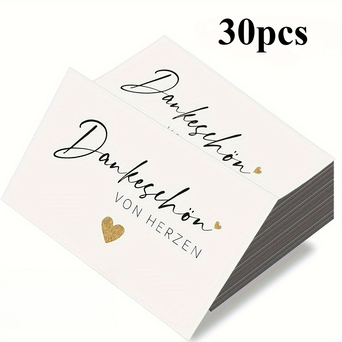 Image of 30/60pcs German Thank You Cards Postcards, Heart-shaped Design, Suitable For Birthday Party Gifts, Wedding Favors, Small Business Supplies, Online Store Packaging Inserts