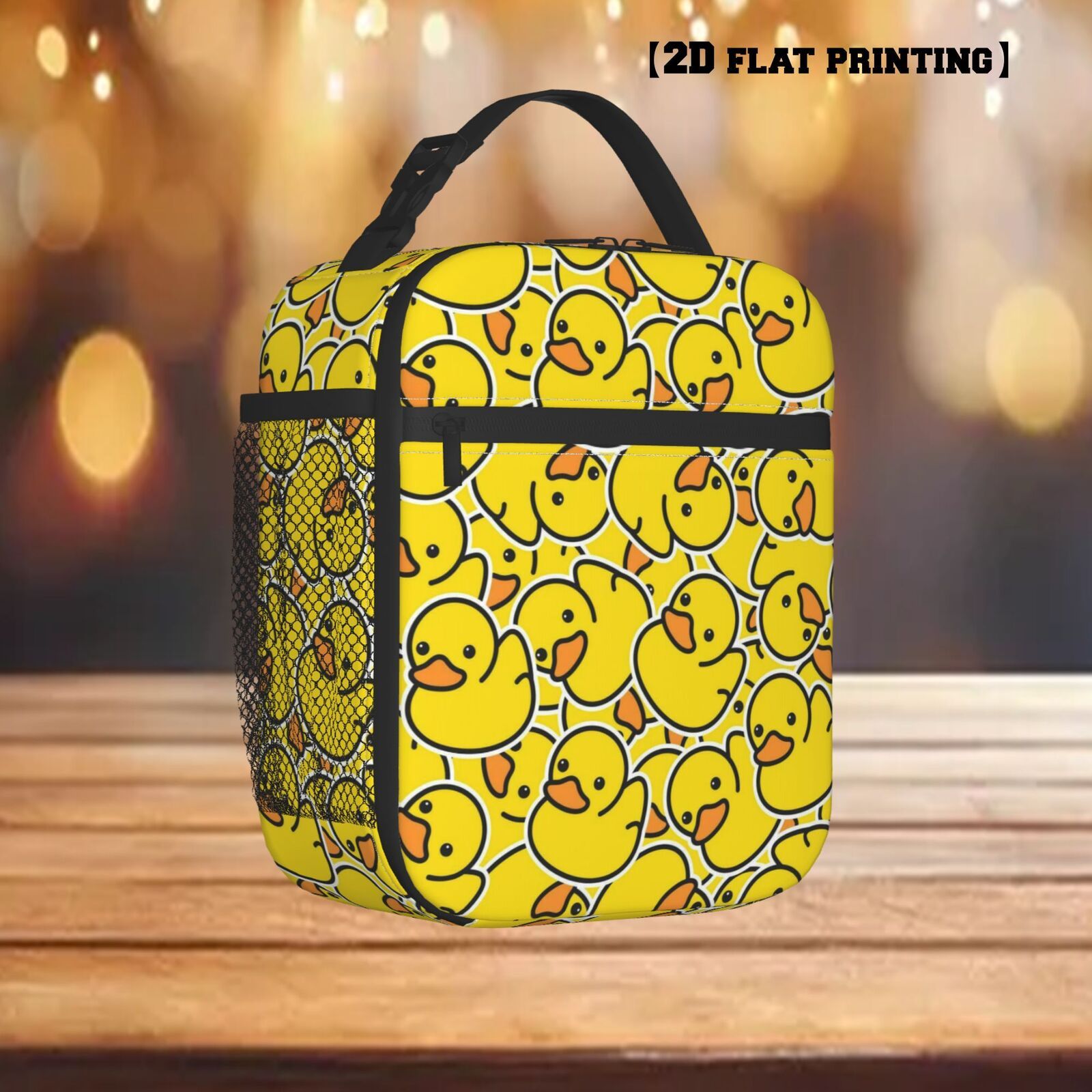 TEMU 1pc Yellow Duck Reusable Cooler Bag - Portable Non-food Contact Lunch Tote With 2d Flat Printing, Durable Polyester For Leisure Vacation,