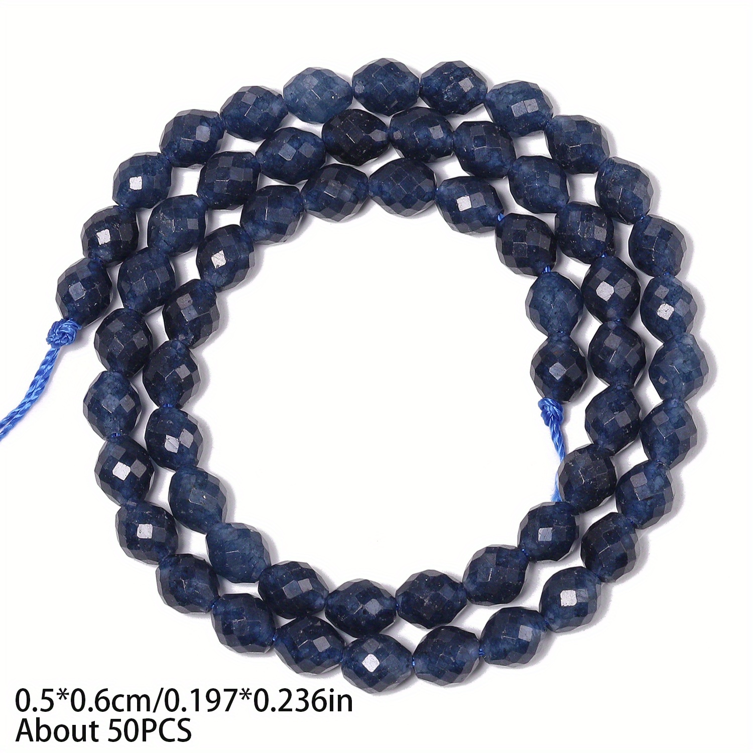 TEMU Assorted Beads And Bead Collections - Oval Rice-shaped Dark Blue Stone Beads Measuring 5x6mm, Perfect As Loose Spacers For Crafting Your Own