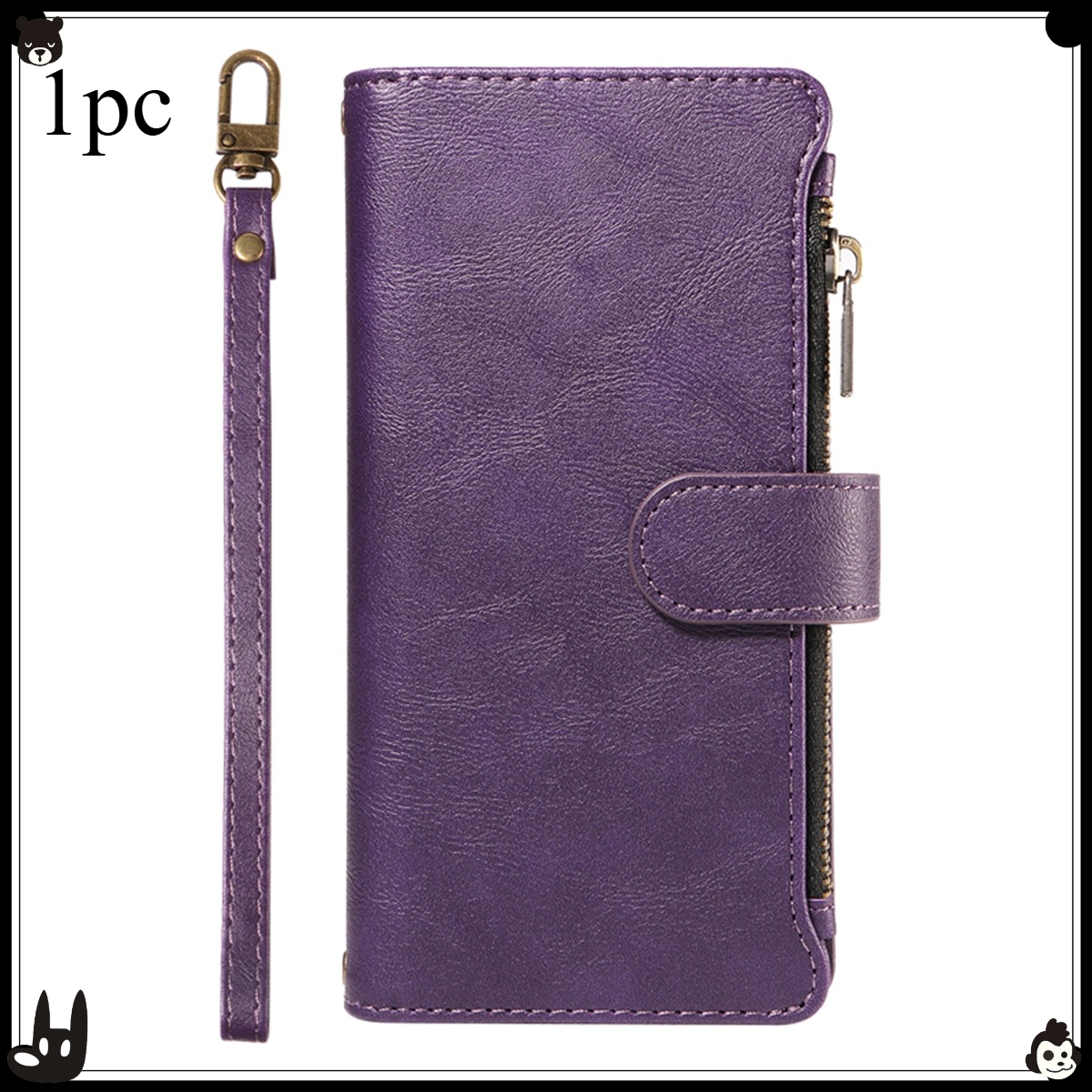 TEMU Phone Case: Solid Color Zipper Wallet Phone Case With Multiple Card Slots, Magnetic Snap Closure, And Drop Protection, Compatible With Iphone