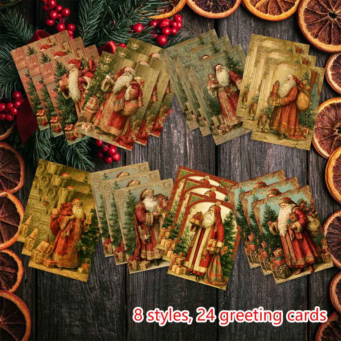 TEMU 24pcs Vintage Christmas Postcards Greeting Cards Blank Inside For Handwriting | Perfect For Holidays, Wishes, Parties, Event Invitations | Ideal