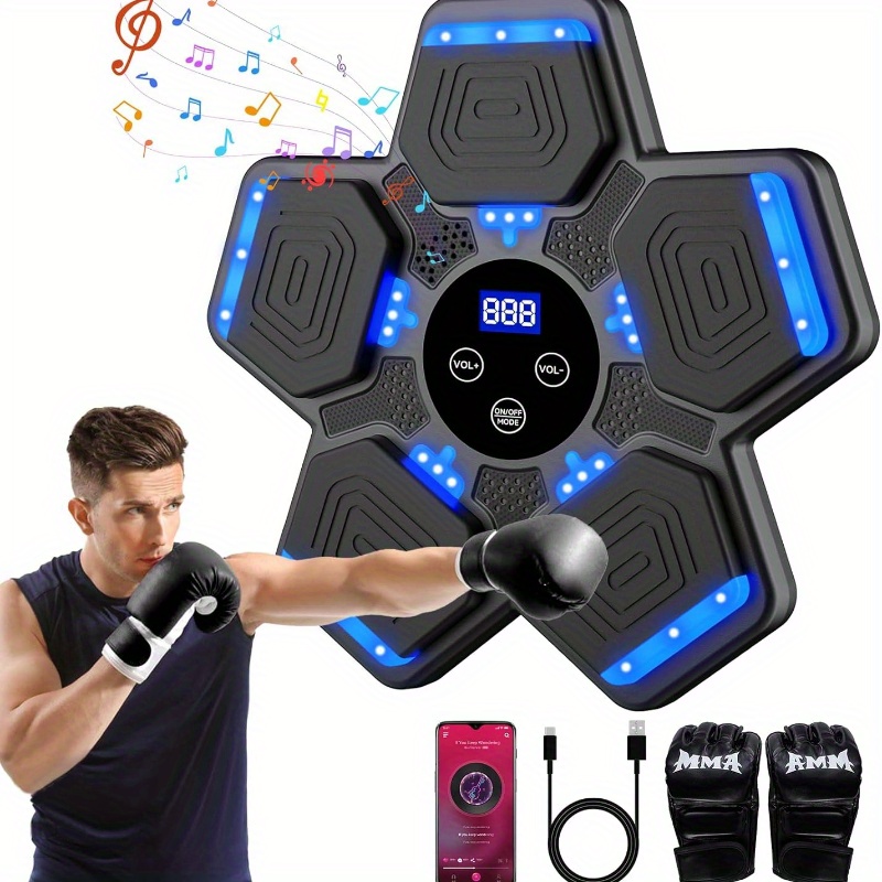 TEMU Musical Boxing Machine - Smart Boxing Trainer With Gloves, Smart Display, Abs+pvc Upgraded, Perfect Gift For Exercise People