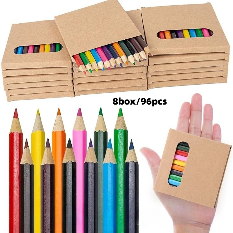 Image of 96 Mini Colored Pencils, 8 Boxes Of 12-color Pencils, 8.89cm Mini Drawing Pencil Set, Pre- Colored Pencils, Ideal Back-to-school Supplies And Classroom Rewards